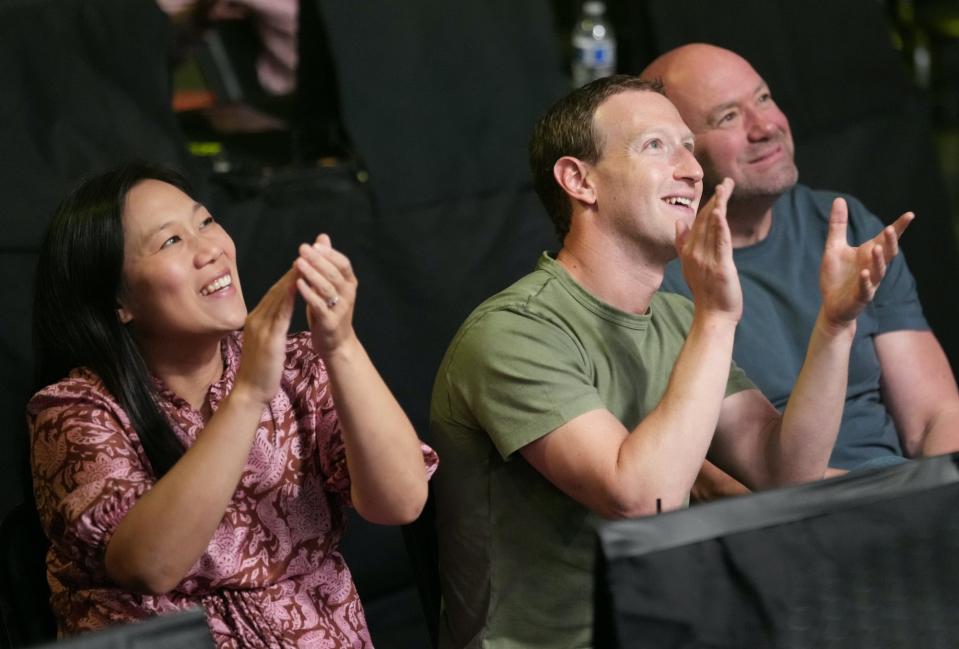 Priscilla Chan, Mark Zuckerberg, and Dana White.