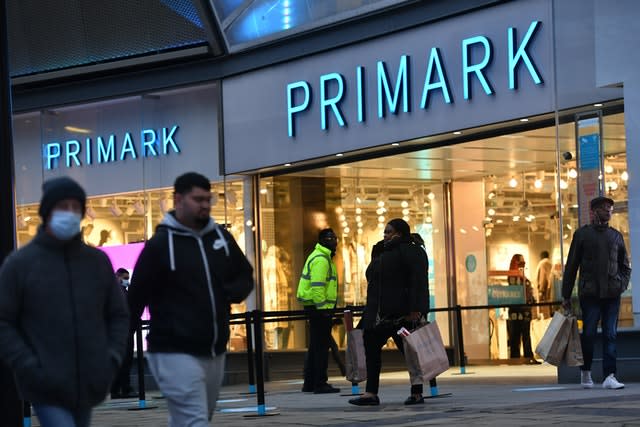 Shoppers leaving Primark in Birmingham