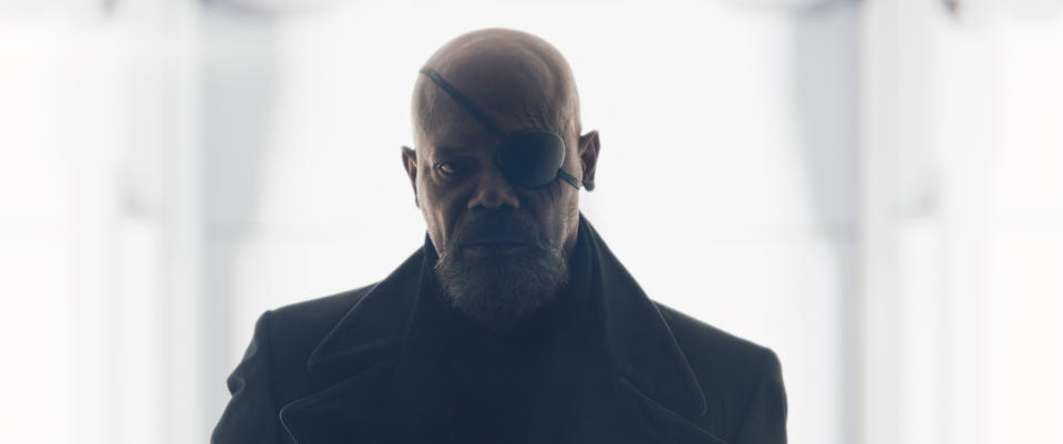 Samuel L. Jackson as Nick Fury in Marvel Studios' Secret Invasion, exclusively on Disney+. Photo courtesy of Marvel Studios. Â© 2022 MARVEL.