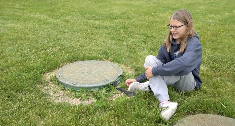 Sadie Peterson, 12, of Rockford, Minnesota, saved the life of a 4-year-old boy named Rowan who fell into an open manhole leading to the sewer. (KARE)