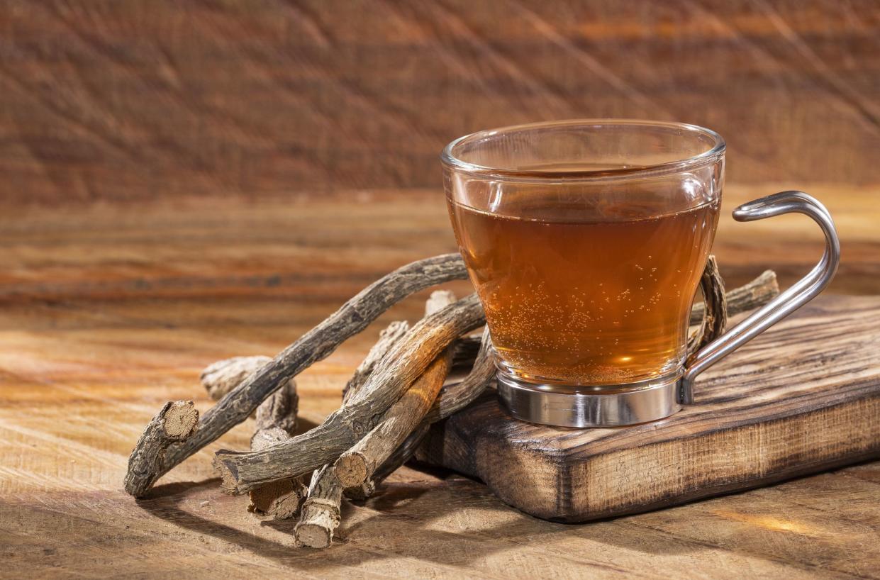 Stems and tea of medicinal valerian - Valeriana officinalis