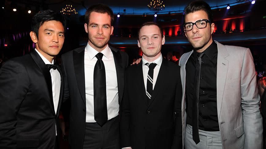 John Cho, Chris Pine, Anton Yelchin and Zachary Quinto. Source: Getty Images.