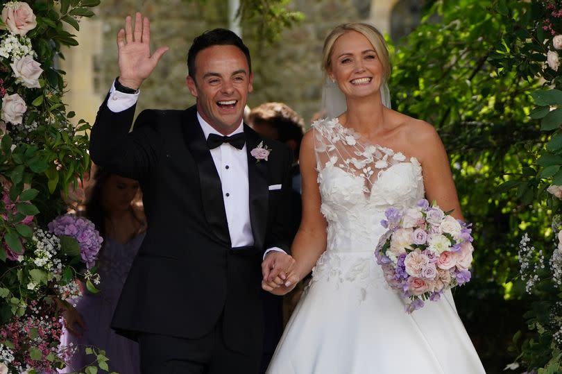 Anthony McPartlin and Anne-Marie Corbett leaving their wedding ceremony in August 2021