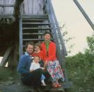 <p>The family took a loving portrait on the steps of the Solliden castle when Prince Carl Philip was just one year old and Princess Victoria was three.</p>