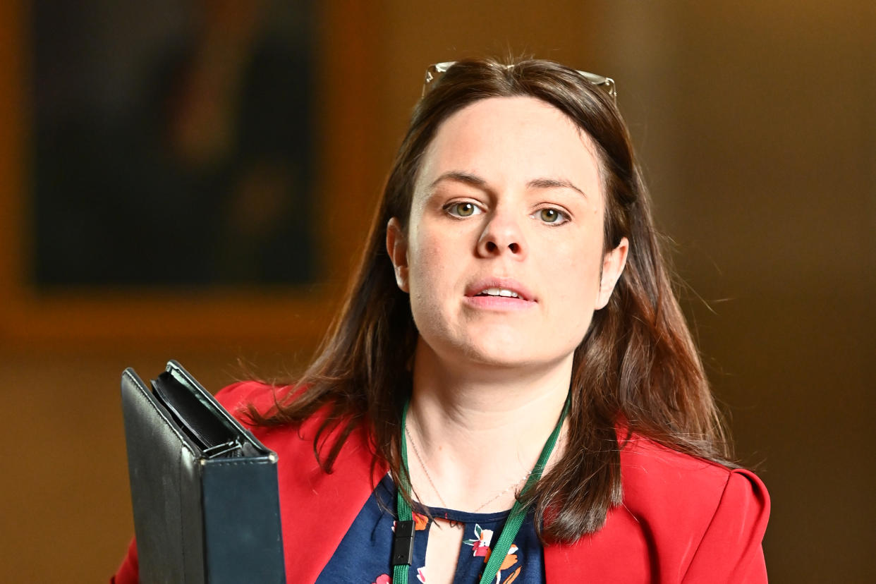 EDINBURGH, SCOTLAND - MAY 31: Scottish Finance Secretary Kate Forbes on the way to the chamber of the Scottish Parliament to deliver a Ministerial Statement on the Scottish Government's future investment plans, on May 31, 2022 in Edinburgh, Scotland. (Photo by Ken Jack/Getty Images)