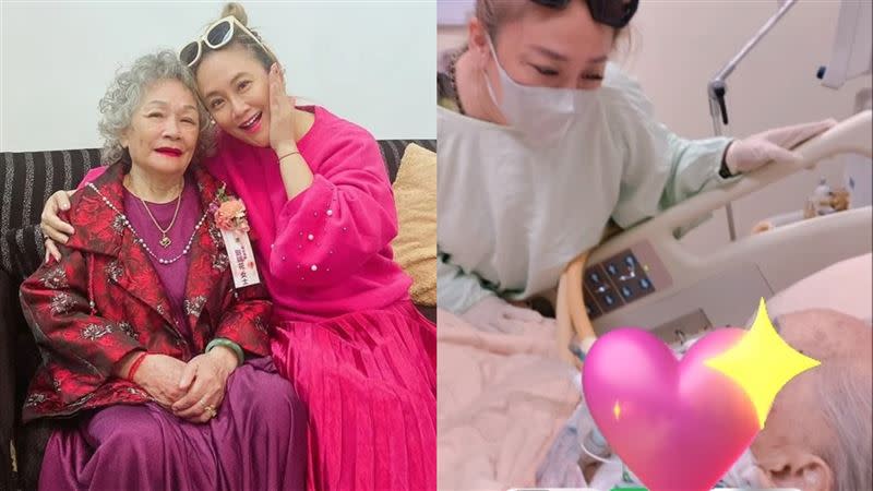 林秀琴84歲的媽媽被送進加護病房，前陣子還收到病危通知，讓她緊急暫停工作陪病。（圖／翻攝自林秀琴臉書）