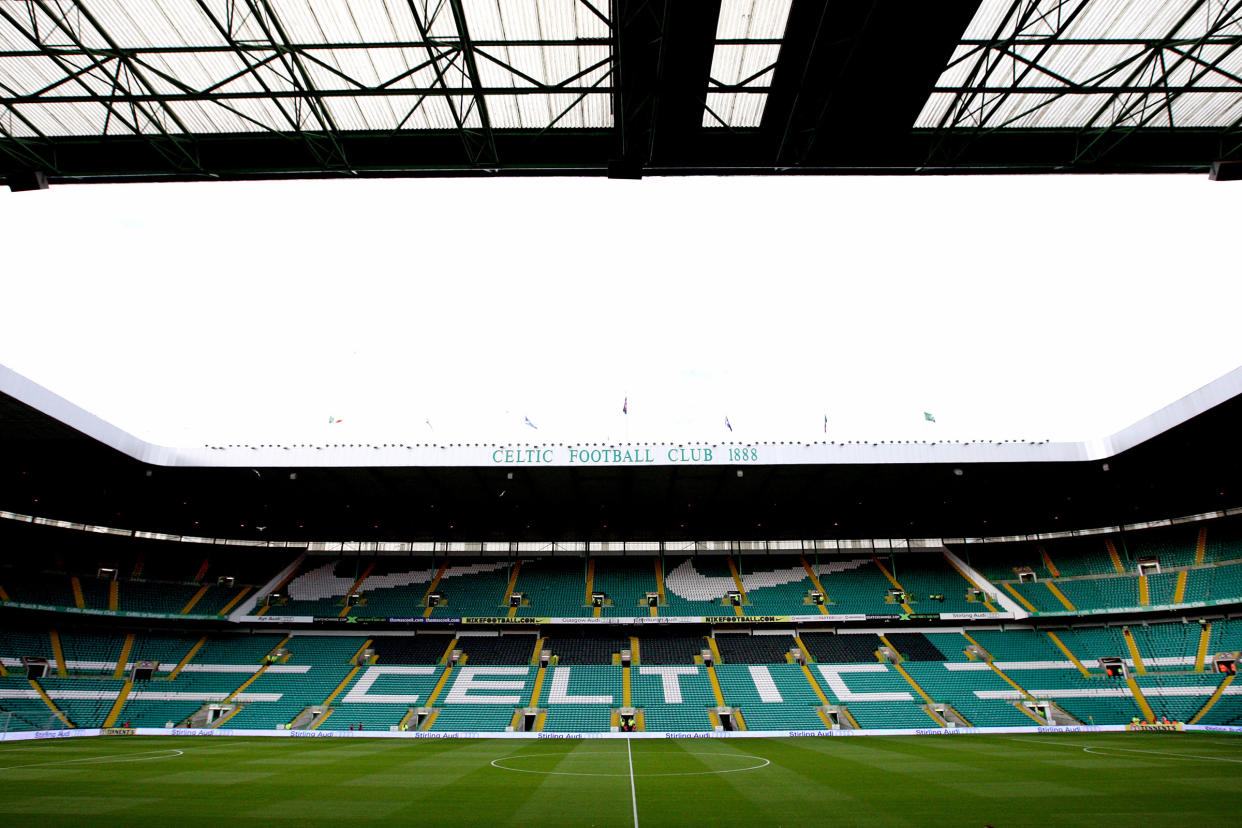 A general view of the stadium ahead of the Champions League third qualifying round, second leg soccer match between Celtic and Sporting Braga at Celtic Park, Glasgow, Scotland, Wednesday Aug. 4, 2010. (AP Photo/Scott Heppell)