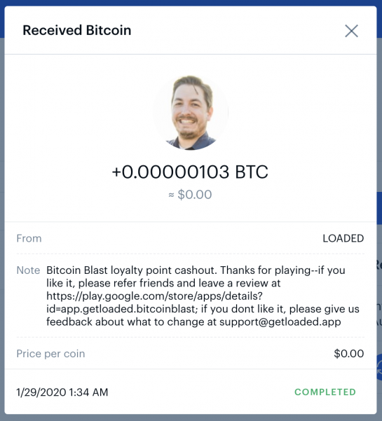 <small>The transaction took about 12 hours to process. (Screenshot via Danny Nelson)</small>