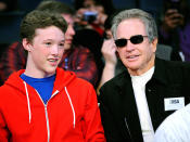 <b>Warren Beatty</b><br>It was a match made in Hollywood heaven when the most eligible bachelor, 77, met actress Annette Bening. Shortly after the birth of their daughter Kathlyn in 1992, the couple tied the knot and went on to welcome 20-year-old son Benjamin (pictured here) and 18-year-old daughter Isabel, before the birth of their fourth – and final – child, Ella, in 2000, the same year the actor celebrated his 63rd birthday. "He's a fantastic dad. He's just enthralled, very thoughtful, very communicative," Bening has said.