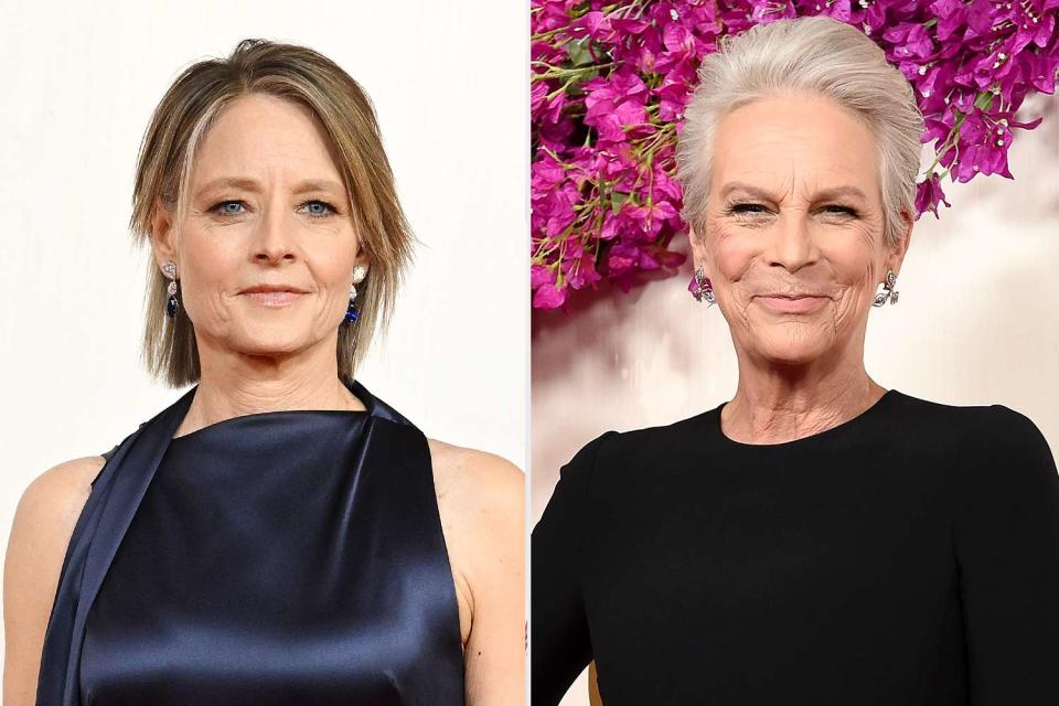 <p>Gilbert Flores/Variety via Getty; Gregg DeGuire/WWD via Getty</p> Jodie Foster and Jamie Lee Curtis on March 10, 2024