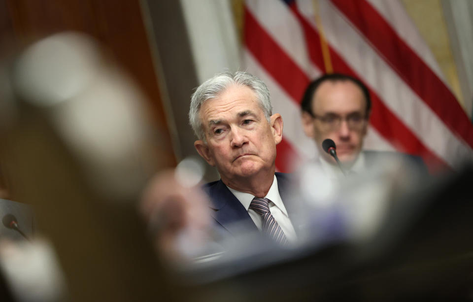 FTSE WASHINGTON, DC - JULY 28: Federal Reserve Chairman Jerome Powell participates in a meeting of the Financial Stability Oversight Council at the U.S. Treasury on July 28, 2023 in Washington, DC. The council met to deliver an update on the Council’s Climate-related Financial Risk Committee and spoke on the transition from LIBOR. (Photo by Kevin Dietsch/Getty Images)