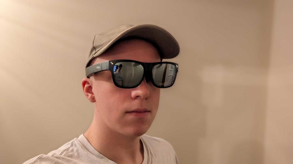 Hamish Hector wearing the TCL Nxtwear S AR glasses