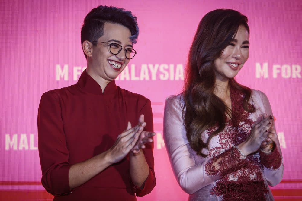 ‘M for Malaysia’ directors Ineza Roussille (left) and Datin Dian Lee are pictured during the documentary’s premiere at GSC Pavilion, Kuala Lumpur September 10, 2019. — Picture by Hari Anggara