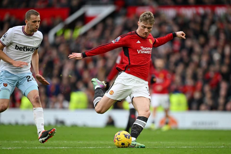 Rasmus Hojlund fires Manchester United in front against West Ham (Getty Images)