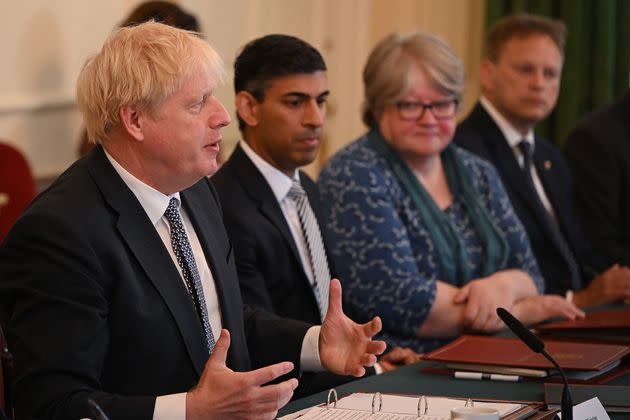 The former prime minister also blasted cabinet who backed Johnson, saying they only spoke out when their silence became ”self-damaging”. (Photo: JUSTIN TALLIS via Getty Images)