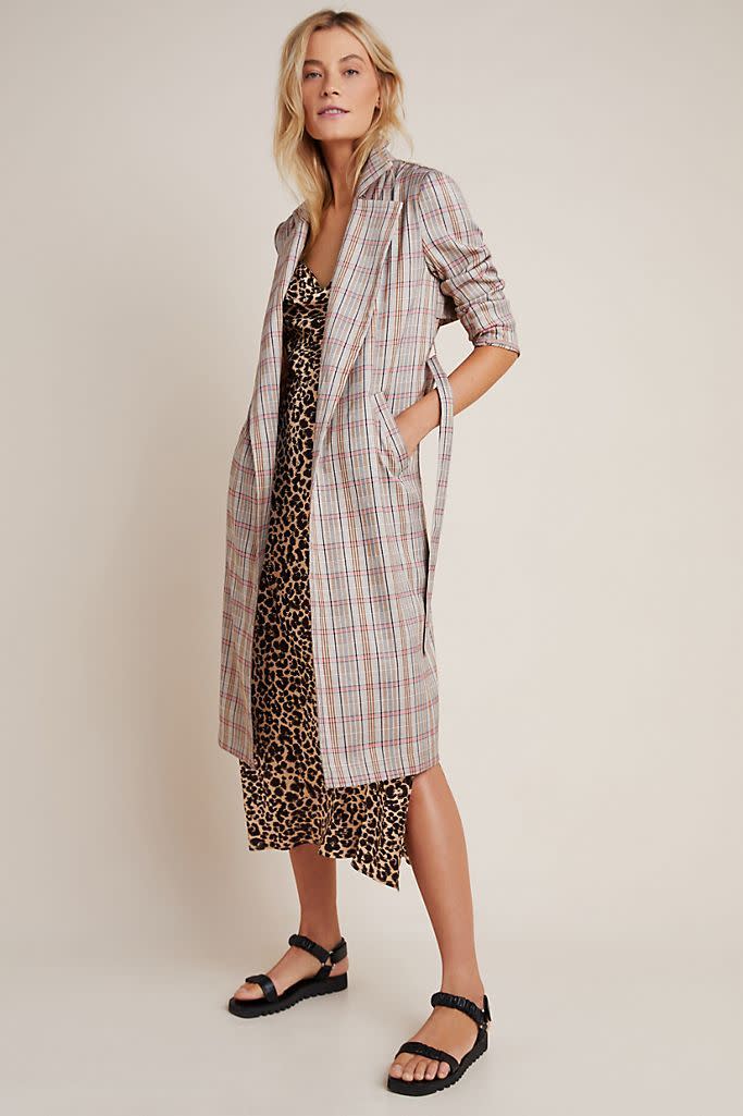 3) Marilyn Plaid Trench Coat