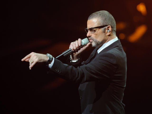 George Michael performing on stage at the Royal Opera House in Covent Garden, in aid of the Elton John Aids Foundation.