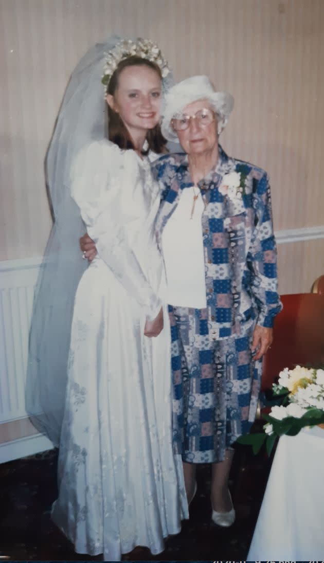 Sarah and her nan in 1997. 