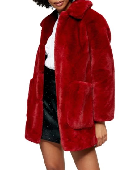 Topshop Eddie Faux Fur Coat. (Image via Nordstrom)