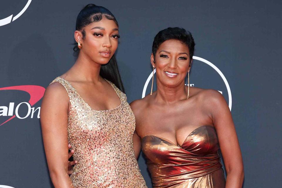 <p>John Salangsang/Shutterstock</p> Angel Reese and her mother Angel Webb Reese at the 2023 ESPYS on July 12, 2023 in Los Angeles, CA.