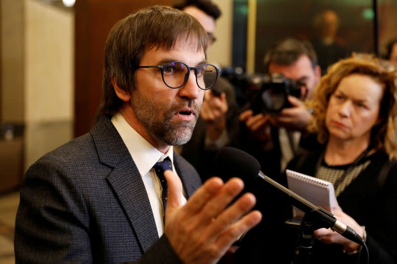 FILE PHOTO: Canada's Minister of Canadian Heritage Steven Guilbeault attends a news conference on Parliament Hill in Ottawa