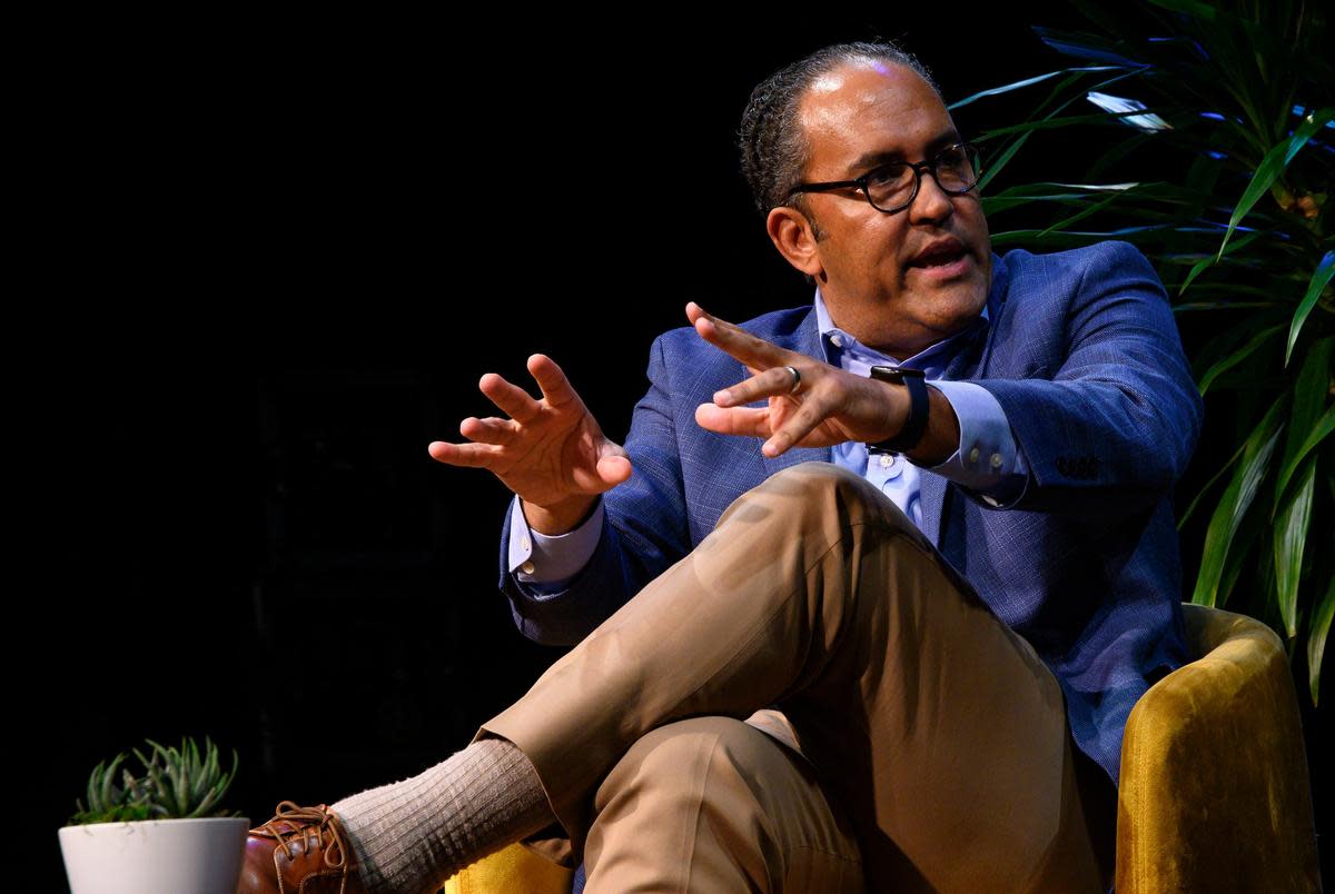 Chuck Todd speaks one on one with former Texas congressman Will Hurd about his race for the Republican presidential nomination in 2024, at The Texas Tribune Festival in Austin on Sept. 23, 2023.