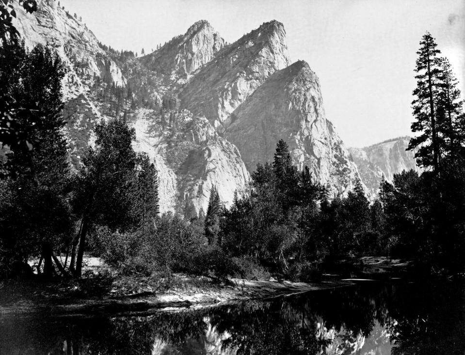 The Three Brothers, taken just east of El Capitan, by Carleton Watkins, ca. 1865.