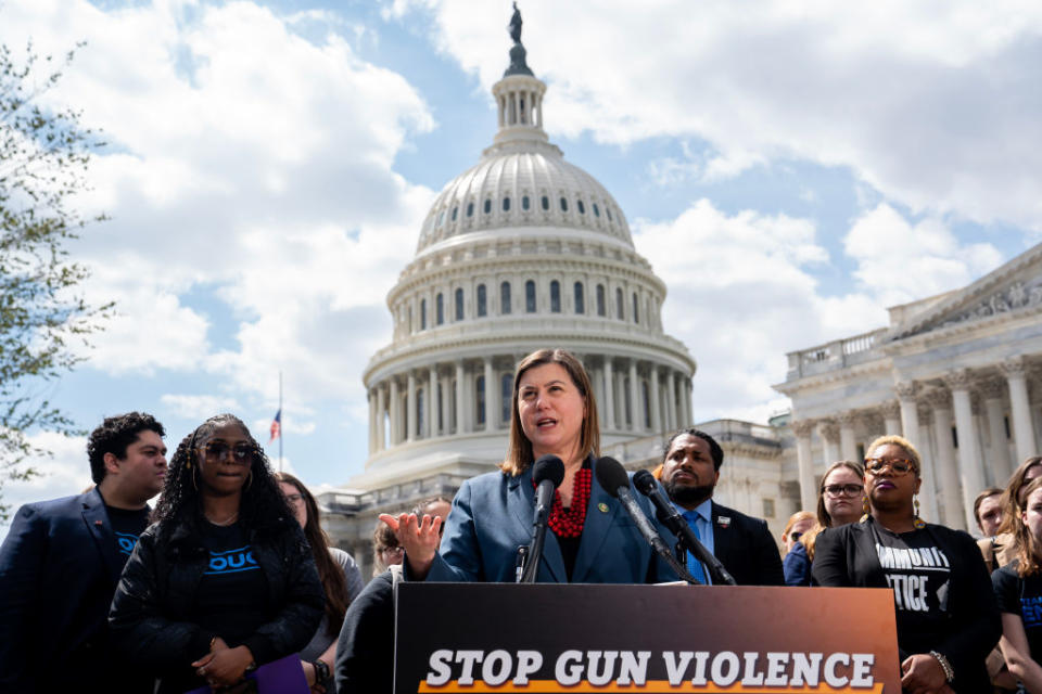 Rep. Elissa Slotkin speaks about the need for further gun control research during a press conference at the U.S. Capitol on March 29, 2023 in Washington, DC.<span class="copyright">Nathan Howard—Getty Images</span>