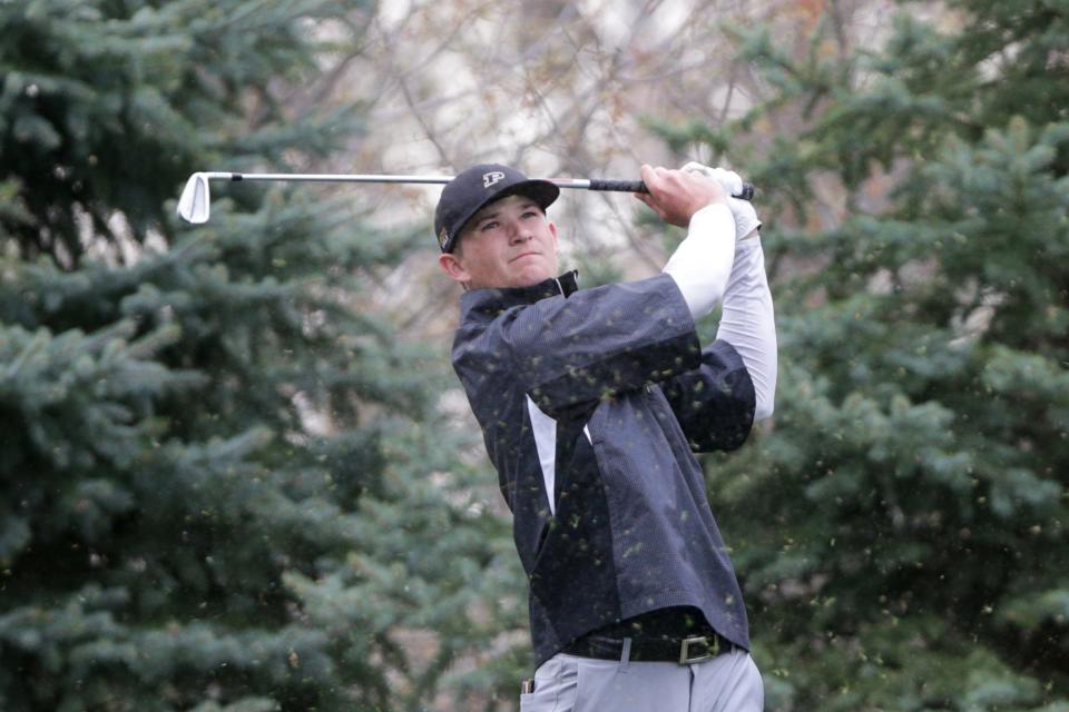 Purdue's Herman Sekne, shown in the spring of 2021, shared the lead after day one of the Fighting Irish Classic Sunday at Warren Golf Course.