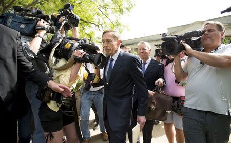 Former CIA director David Petraeus leaves the Federal Courthouse in Charlotte, North Carolina, April 23, 2015. REUTERS/Chris Keane