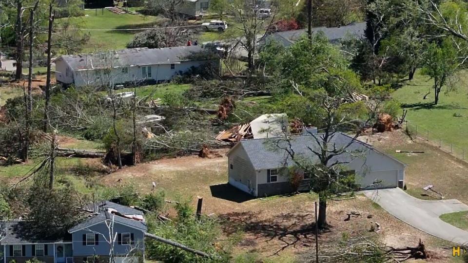 NewsDrone 2 flies over tornado damage in Rockdale County