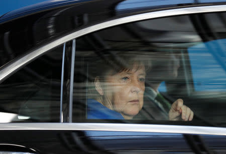 German Chancellor Angela Merkel arrives at a European Union emergency summit on Brexit in Brussels, Belgium, April 10, 2019. Alastair Grant/Pool via REUTERS