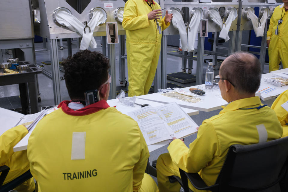 New employees prepare for the “Material Handling and Movement” training session at Los Alamos National Laboratory.<span class="copyright">Ramsay de Give for TIME</span>