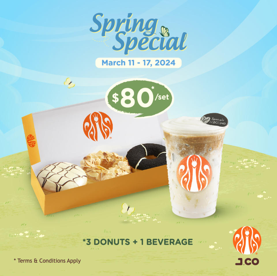 【J.CO Donuts & Coffee】特色冬甩3件及細杯裝飲品 優惠價$80（11/03-17/03）