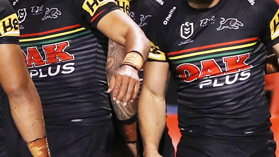 Panthers players, pictured here during their NRL clash with Parramatta.