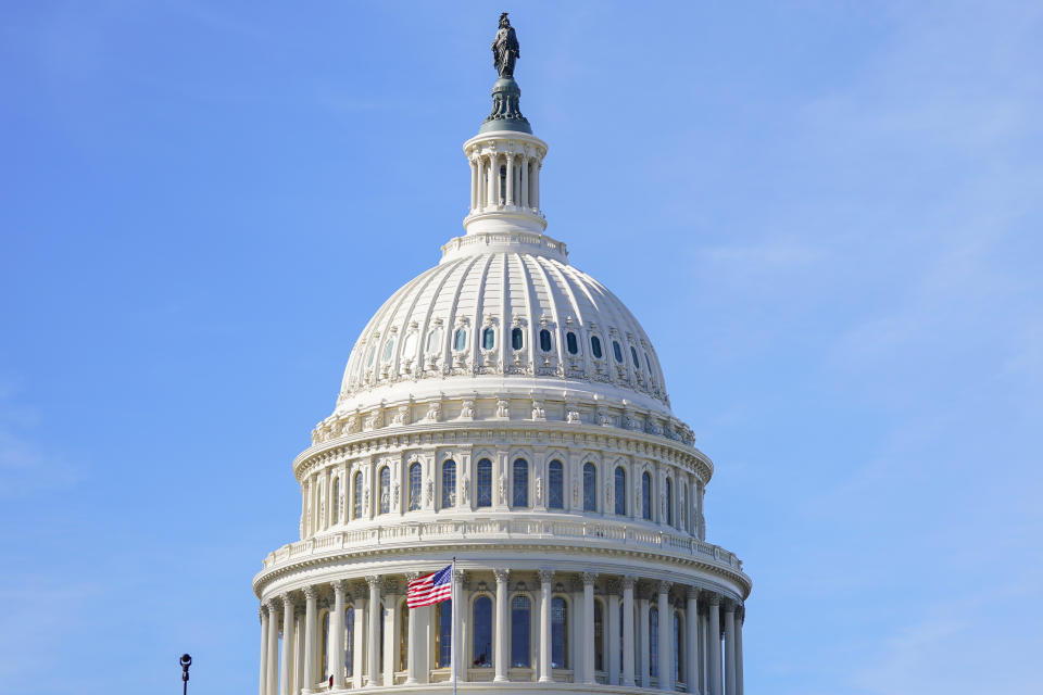 The U.S Capitol is seen on Election Day in Washington, Tuesday, Nov. 8, 2022. (AP Photo/Mariam Zuhaib)