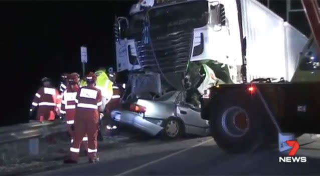 The fatal crash scene. Source: 7 News