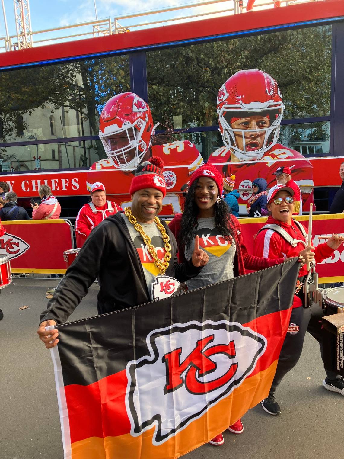 Chiefs fans Kelvin and Victoria Haynes are in Frankfurt for the Chiefs’ game on Sunday against the Miami Dolphins.