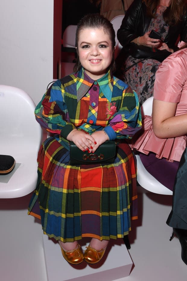 Sinéad Burke front row at Gucci's Spring 2020 show. 