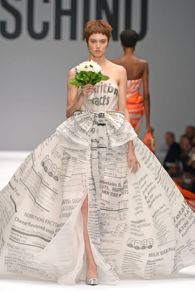 A look from Jeremy Scott’s debut collection at Moschino for rtw fall 2014.