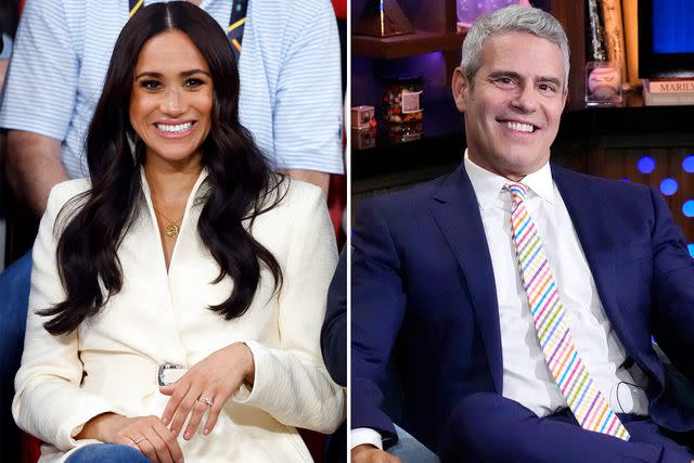 Max Mumby/Indigo/Getty, Charles Sykes/Bravo/NBCU Photo Bank via Getty (Right) Meghan Markle at the Invictus Games at The Hague, the Netherlands in April 2022; (Left) Andy Cohen.