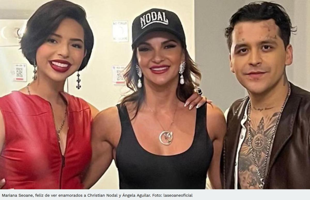 Mariana Seoane presume foto con Christian Nodal y Ángela Aguilar