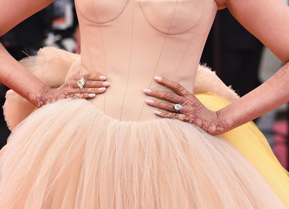 Sonam Kapoor stepped into the red carpet with striking henna-painted hands at the Cannes Film Festival.