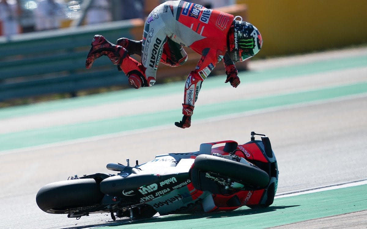 The spills in MotoGP are generally spectacular, although serious injuries are rare - this isn't Cal Crutchlow, fortunately - CormacGP