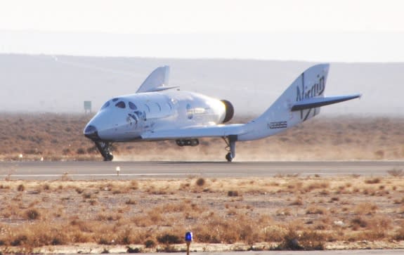 Suborbital SpaceShipTwo makes safe landing after Dec. 19 drop test.