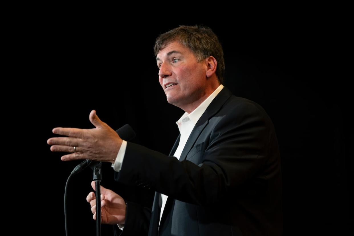 Minister of Public Safety, Democratic Institutions and Intergovernmental Affairs Dominic LeBlanc speaks to reporters during the Liberal cabinet retreat in Charlottetown on Tuesday. (Darren Calabrese/The Canadian Press - image credit)