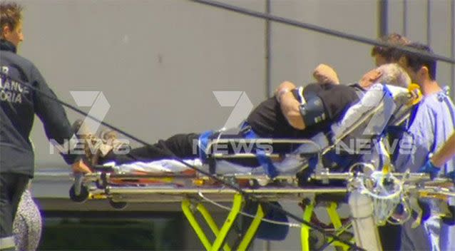 A 73-year-old New Gisborne man was flown to hospital after being mauled by a shark he had just caught. Picture: 7 News