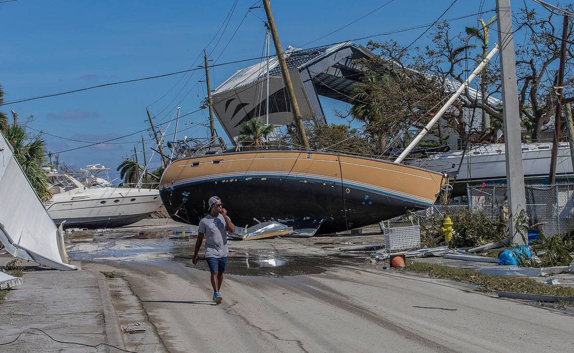 Scene along Main Street in San Carlos Island, one day after Hurricane Ian hit Florida’s west coast.