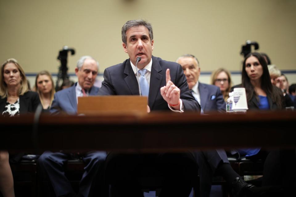 Michael Cohen testified to the House Oversight Committee in 2019 a year after pleading guilty to tax evasion, campaign finance violations and lying to Congres. (Getty Images)