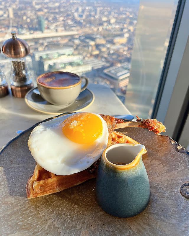 <p>Whether it’s a 5am post night out breakfast or a late-night bite to eat, Duck & Waffle’s 24-hour dining service is here for all types of dates.</p><p>Sweet and savoury waffles (caramelised banana and smoked salmon royale), protein bowls and a full English breakfast can be paired with bloody marys for early risers, while duck kebabs and spicy ox cheek doughnuts await partygoers in need of sustenance.</p><p>Located on the 40th floor of one of the City’s most famous buildings, 110 Bishopsgate, the restaurant delivers a British and European blended menu with cocktails and superb views across the city, as well as an open kitchen in the heart of the restaurant.</p><p><strong>Click <a href="https://duckandwaffle.com" rel="nofollow noopener" target="_blank" data-ylk="slk:here;elm:context_link;itc:0;sec:content-canvas" class="link ">here</a> to find out more.</strong></p><p><strong>Location: 110 Bishopsgate, London EC2N 4AY</strong></p><p><a href="https://www.instagram.com/p/CZohytMroIe/" rel="nofollow noopener" target="_blank" data-ylk="slk:See the original post on Instagram;elm:context_link;itc:0;sec:content-canvas" class="link ">See the original post on Instagram</a></p>